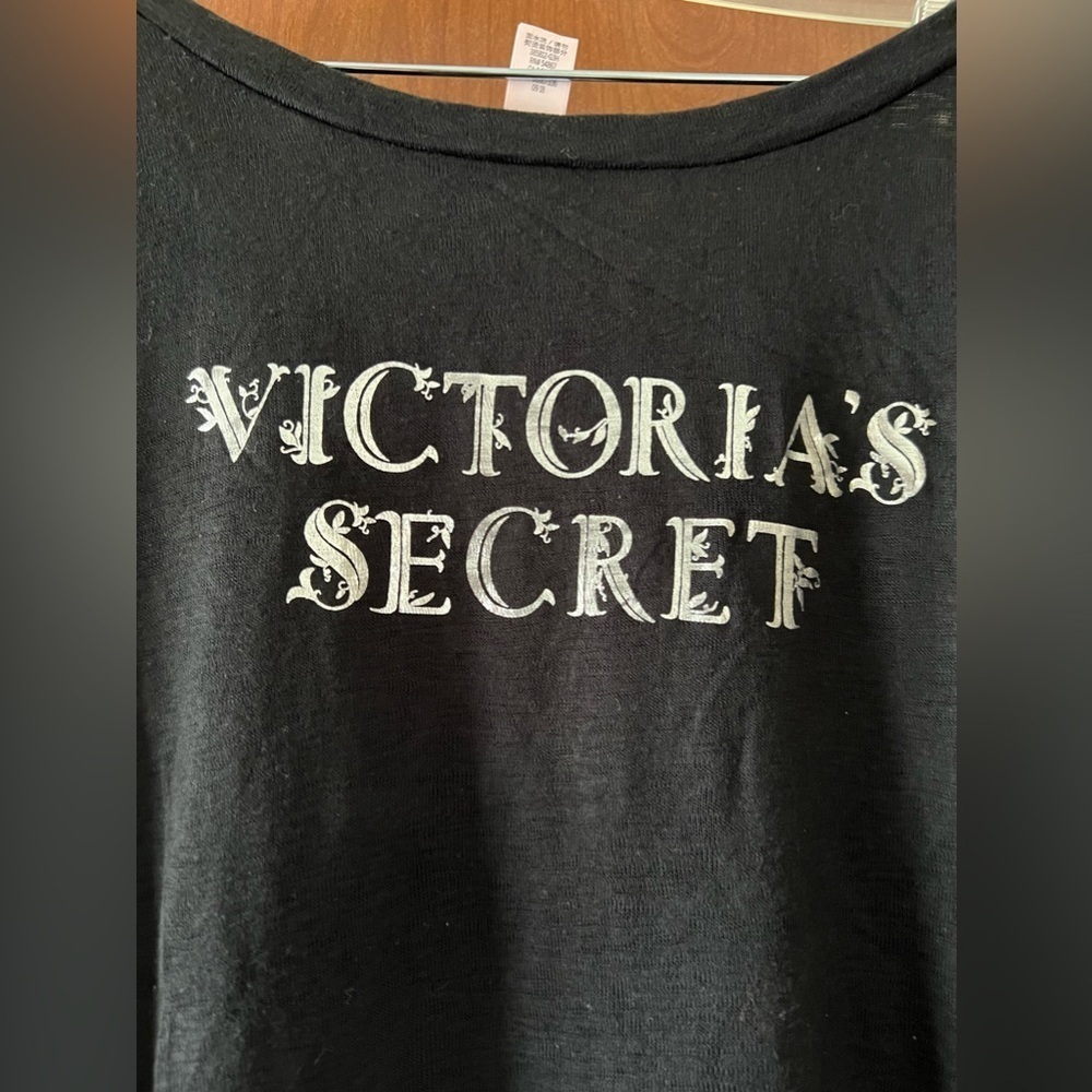 Victoria Secret Shirt Womens Long Sleeve Black Logo - Picture 3 of 8